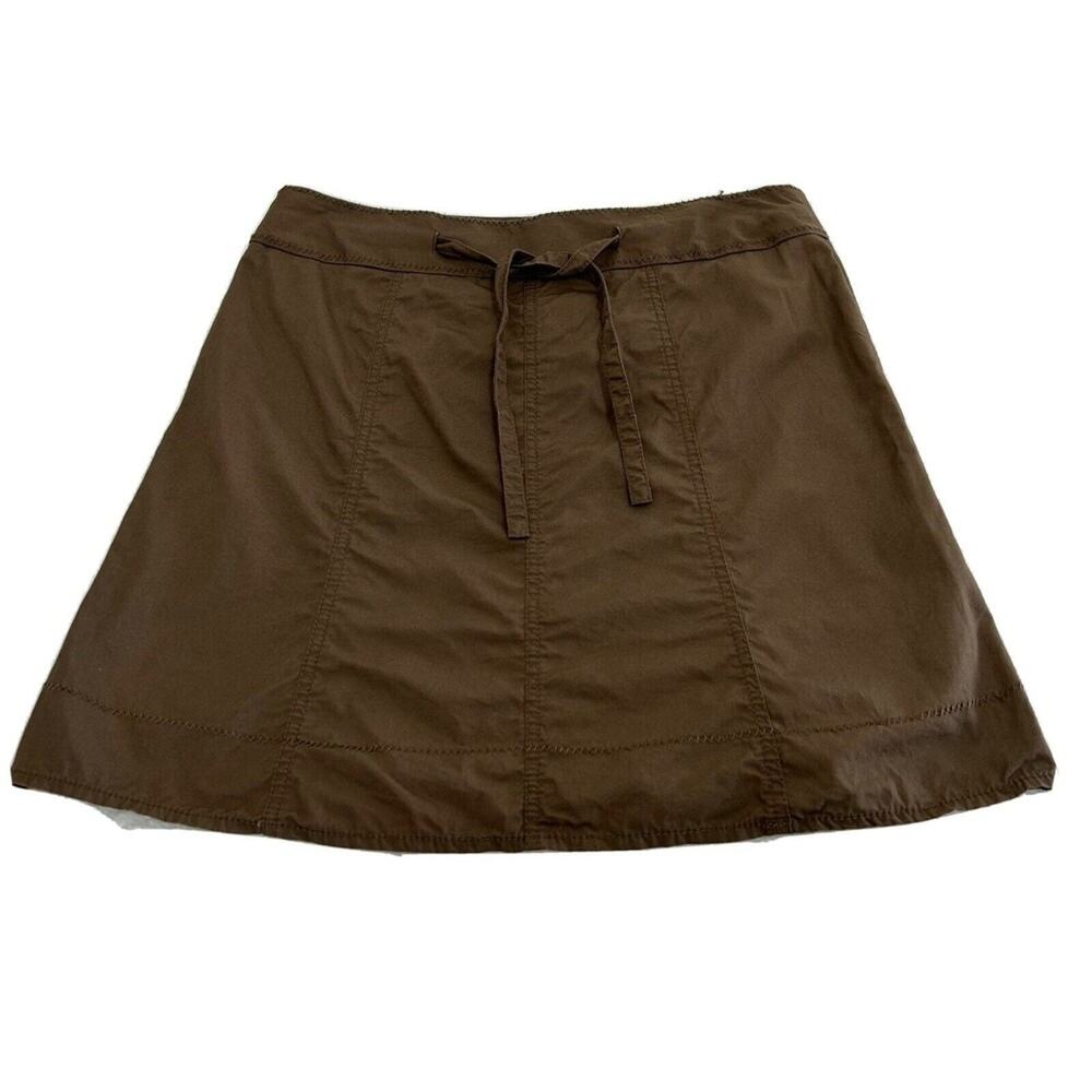 LOFT Skirt Women's Size 8 Petite Brown Cotton Front Pockets Drawstring